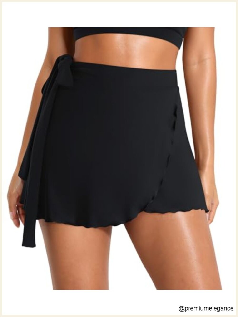 Ballet Wrap Skort with Shorts, 2-in-1 Active Mini Skirt, High Waist Tie, Ruffle